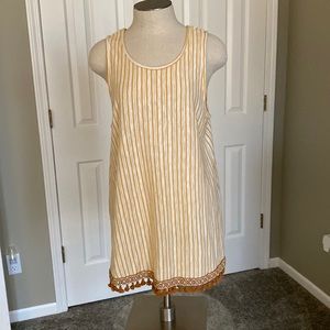 W5 Mustard & White Stripe Tassel Hem Tank Top/Blouse